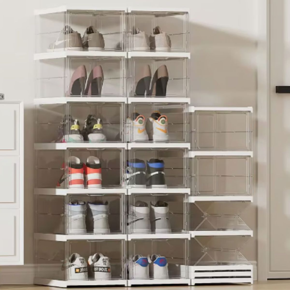 OEM - Zapatera Acrílica Plegable 6 Niveles + Regalo Mini Aspiradora 3 en 1