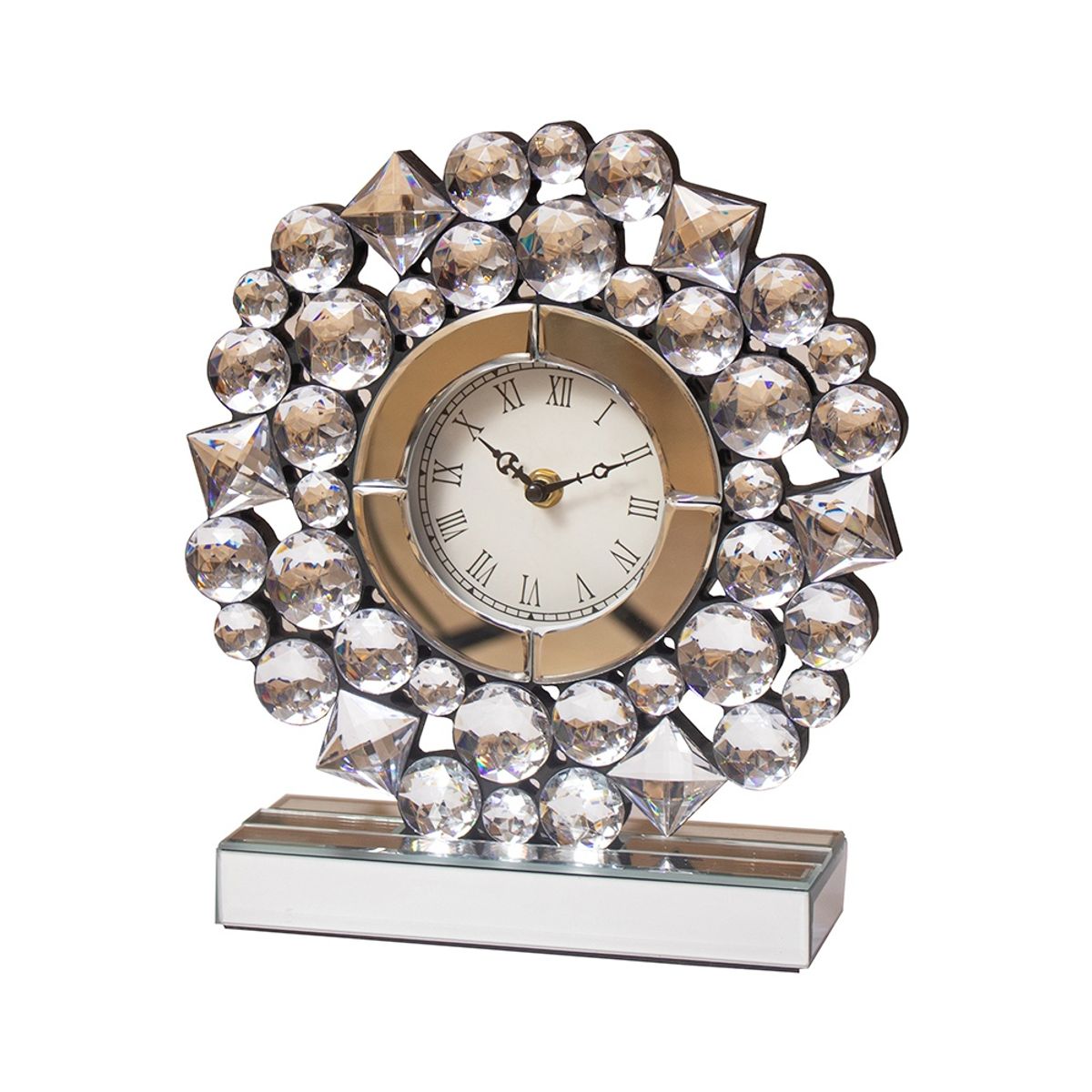 PANORAMA HOGAR - Reloj De Mesa En Espejo Con Detalles Brillantes 28Cm