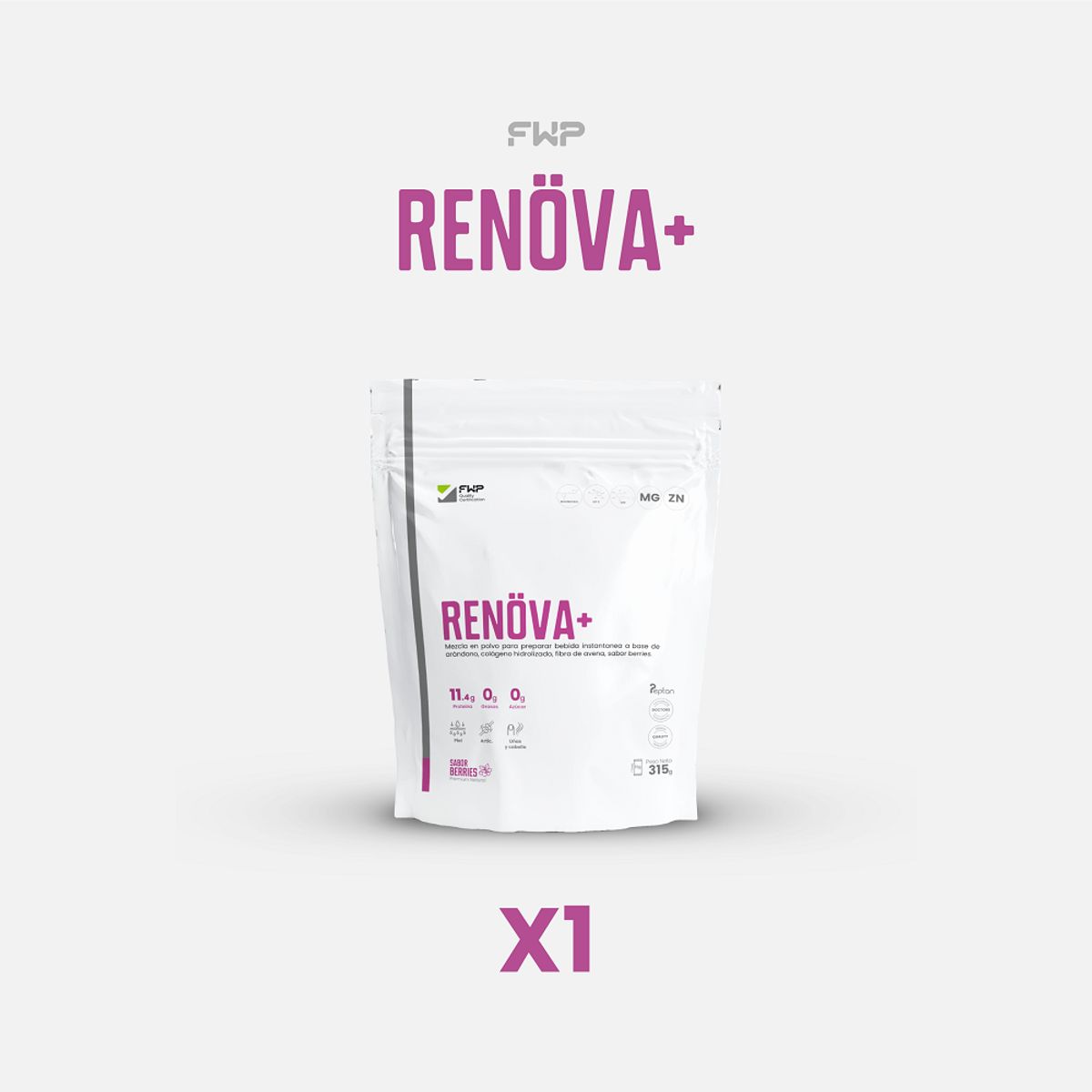 GENERICO - Renöva+ Colágeno Hidrolizado Con Biopéptidos Activos Berries bolsa