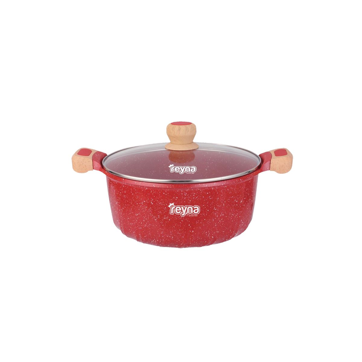Reyna - Olla Reyna antiadherente con tapa de vidrio 20 cm (3Lt) (color rojo)