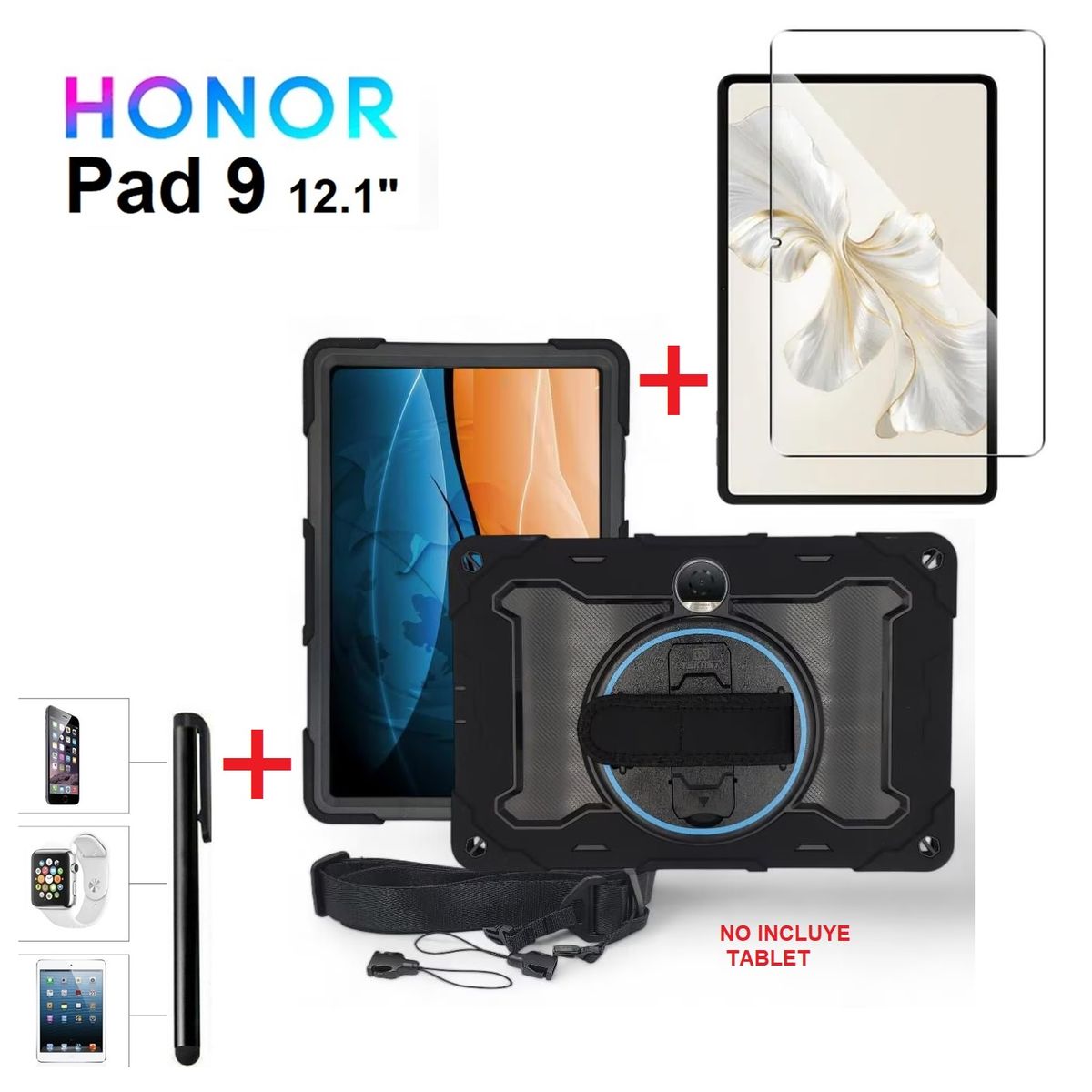 GENERICO - Funda Armor + Mica Vidrio + Lapiz Optico para Honor Pad 9 12.1 2024