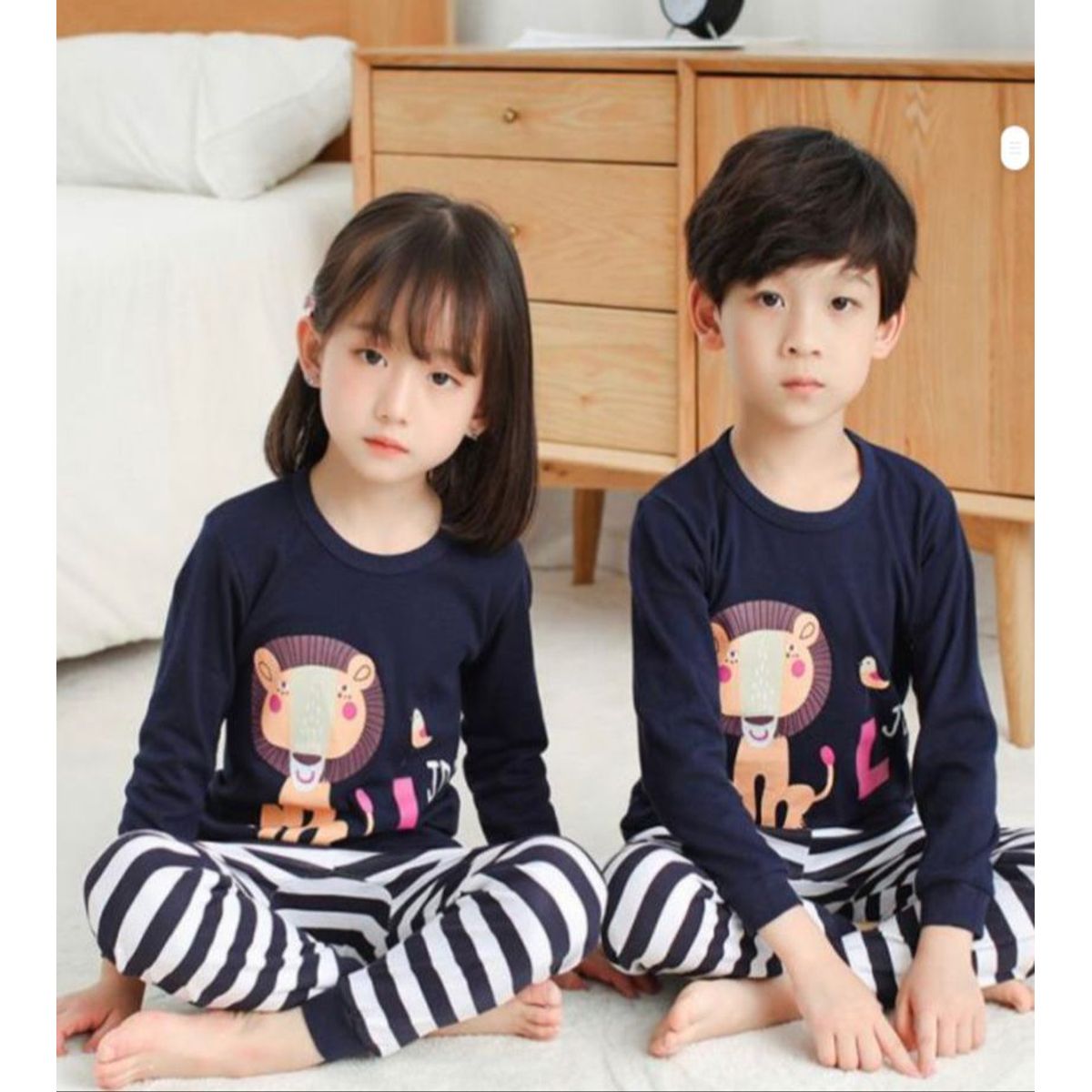 GENERICO - Pijama para Niños de Leon Conjunto Completo Infantil  Unisex Azul