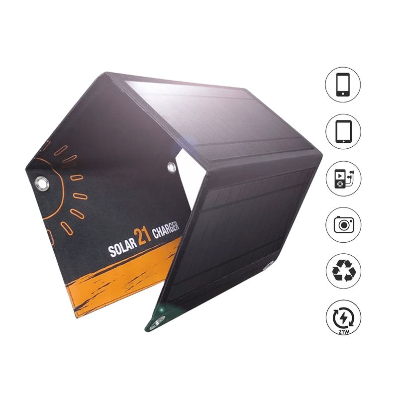 S&T - Cargador Panel Solar Plegable SPL-01 21W Impermeable 2 USB-A