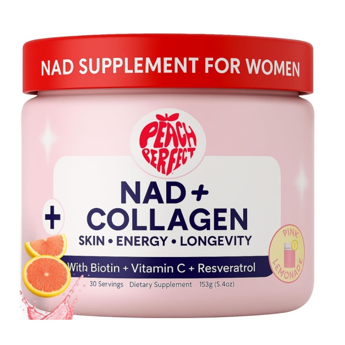 GENERICO - NAD Resveratrol + Colágeno + Biotin Pink Lemonade - Peach Perfect