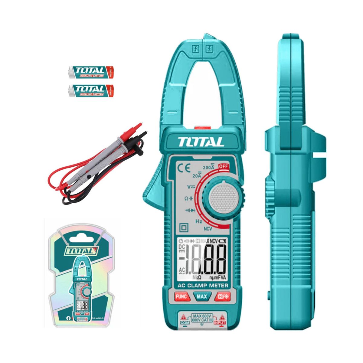 TOTAL TOOLS - PINZA AMPERIMETRICA AC 400A 4000 CONTEOS A:24MM TMT762001
