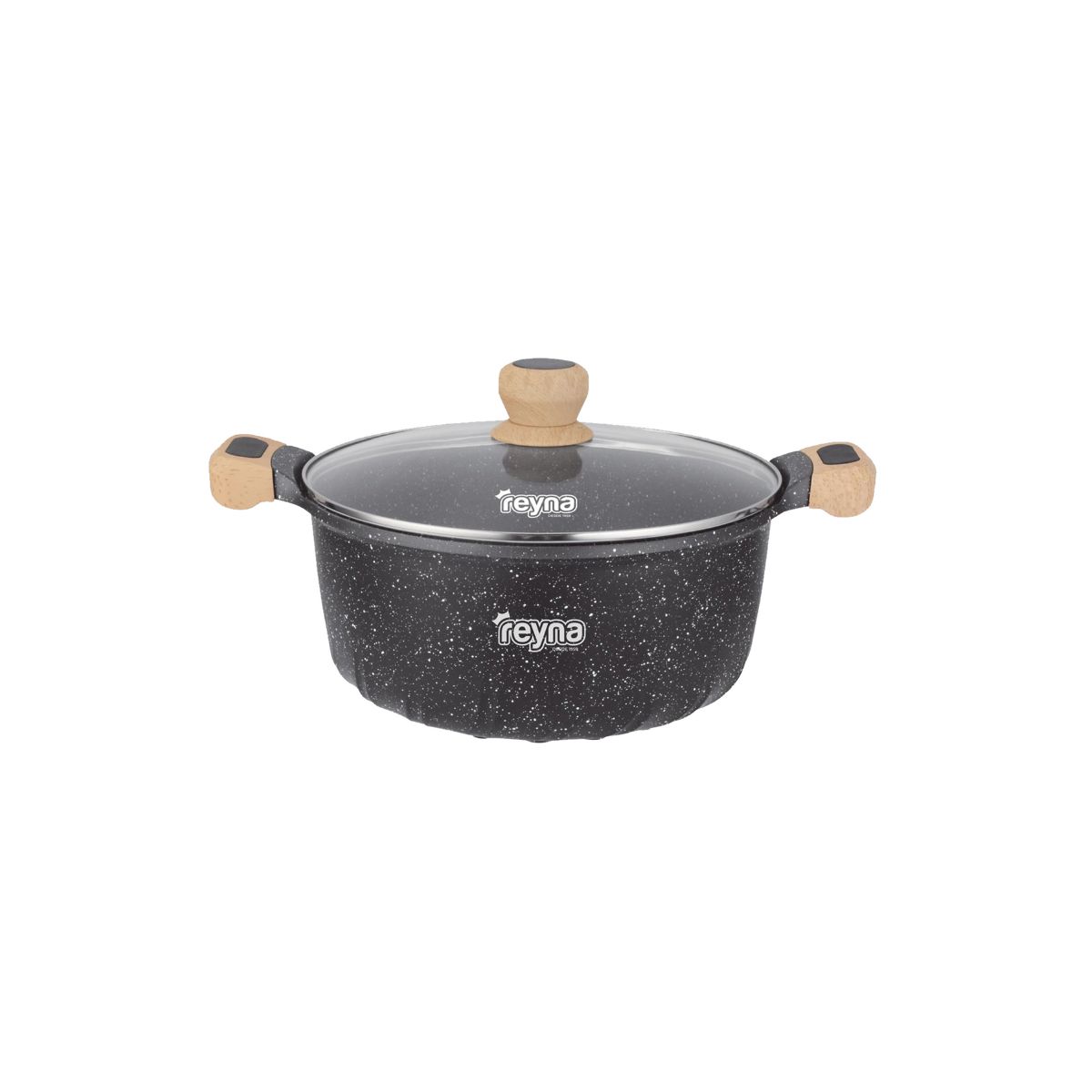 Reyna - Olla Reyna antiadherente con tapa de vidrio 20 cm (3 Lt) (color negro)