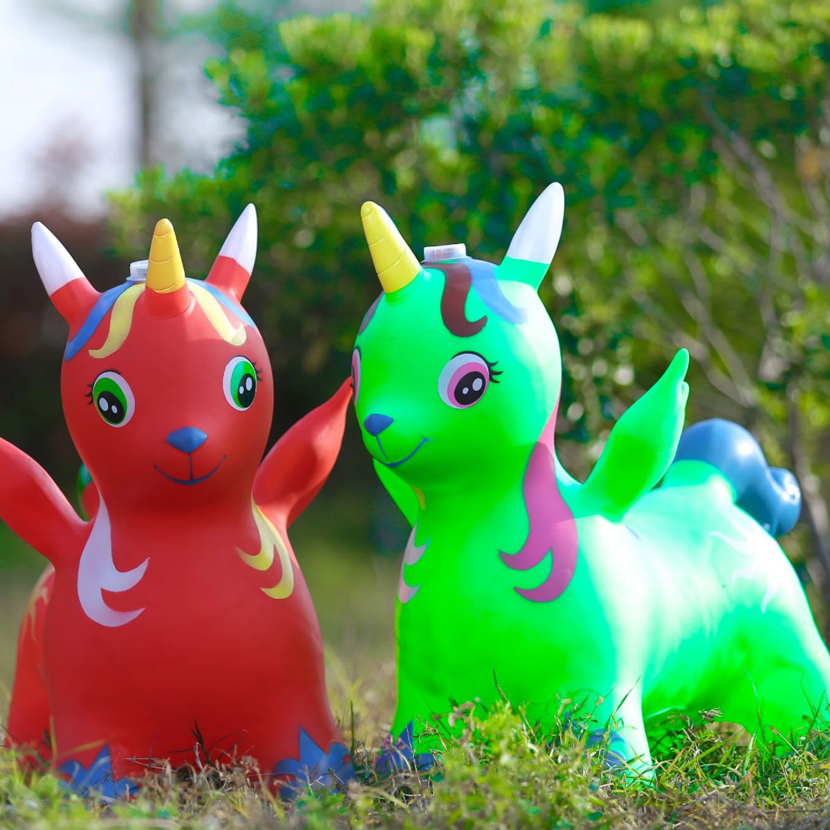 GENERICO - Saltarin Inflable Unicornio Verde Juguete Niña