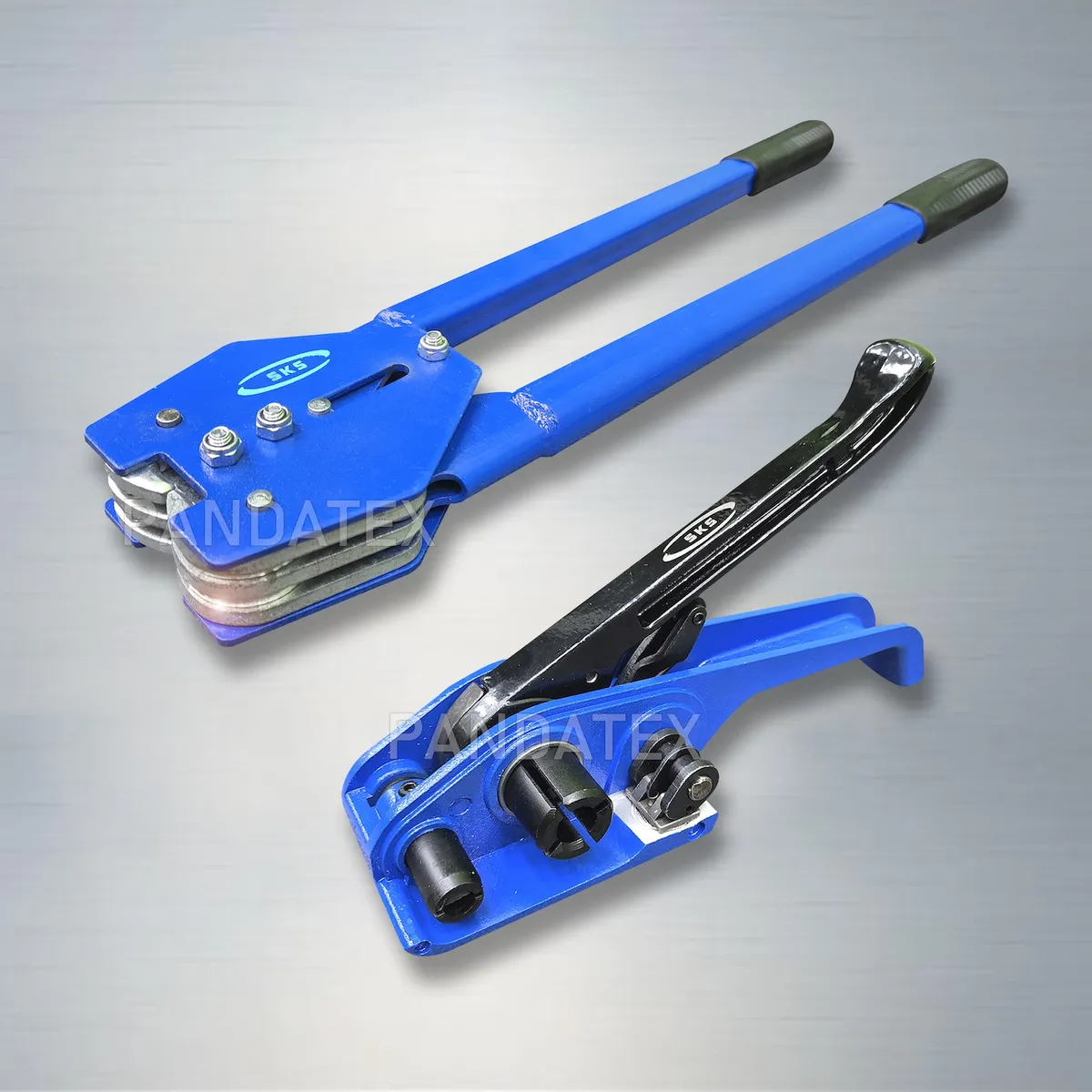 GENERICO - ENZUNCHADORA Y TENSADORA DE ZUNCHO PACK 2 PIEZAS AZUL ENETRO