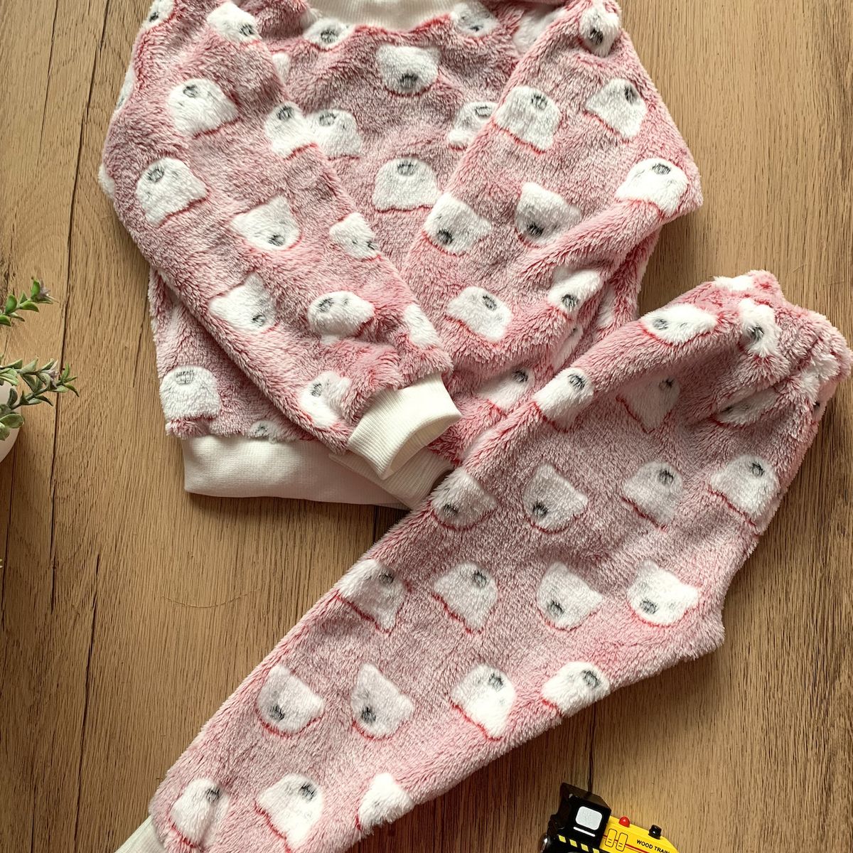 GENERICO - Pijama para Niña de Felpa Algodon Abrigador Invierno Oso Polar