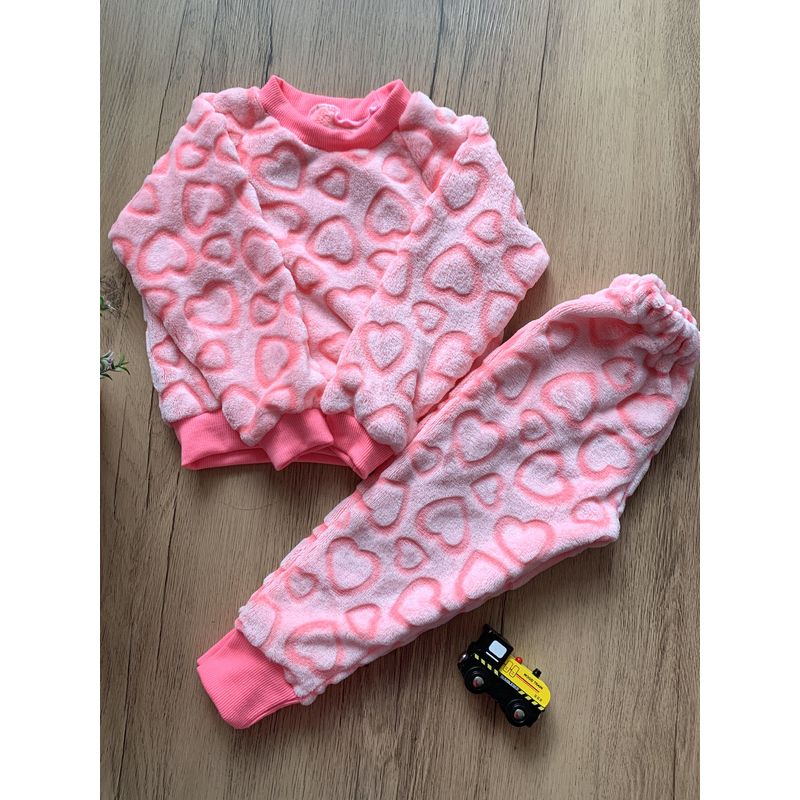 GENERICO - Pijama para Niña de Felpa Algodon Abrigador Infantil Corazon