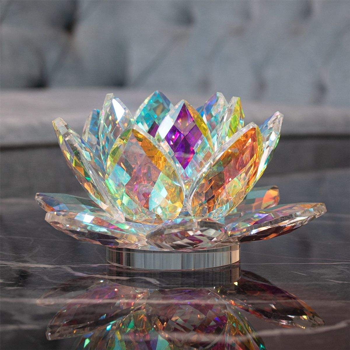 PANORAMA HOGAR - Candelero de Flor Decorativo en Vidrio 16cm