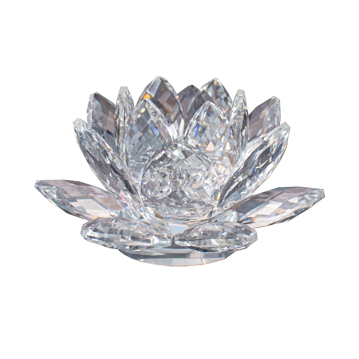 PANORAMA HOGAR - Candelero de Flor Decorativo en Vidrio Transparente 16cm