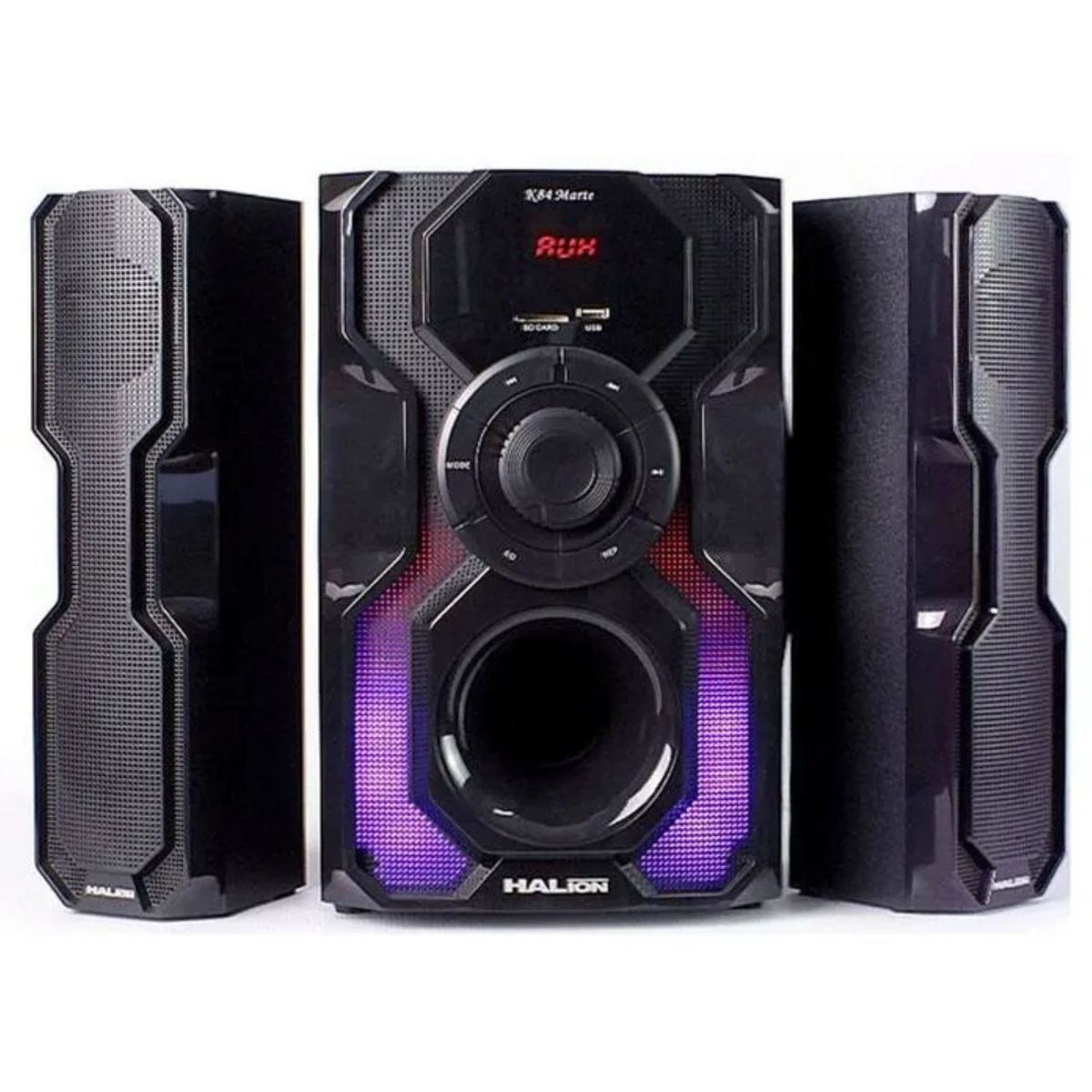 HALION - Parlante Halion HA-K84 Marte 2.1 Subwoofer 8"  Luces LED USB SD BT FM