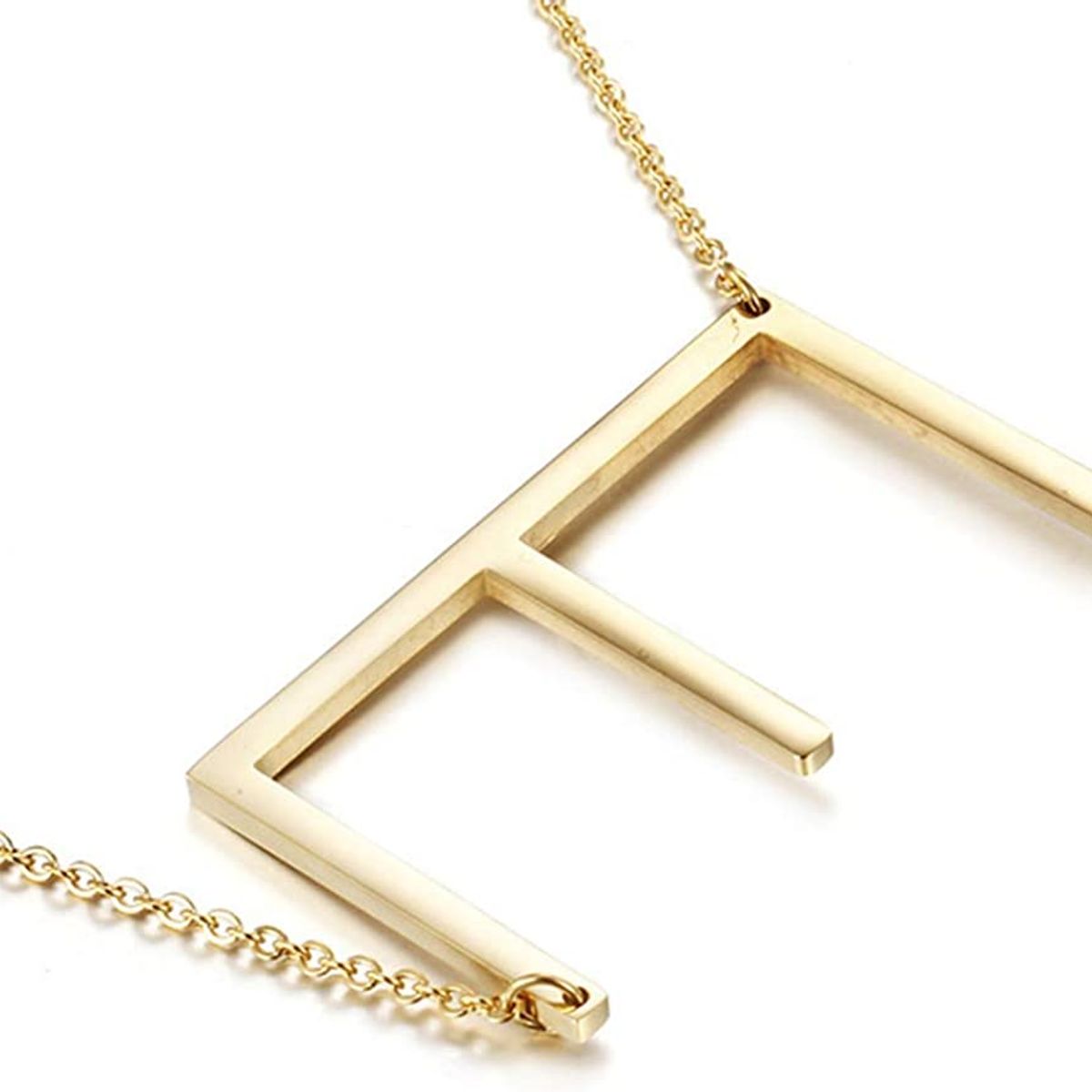 GENERICO - Collar con inicial en acero inoxidable E