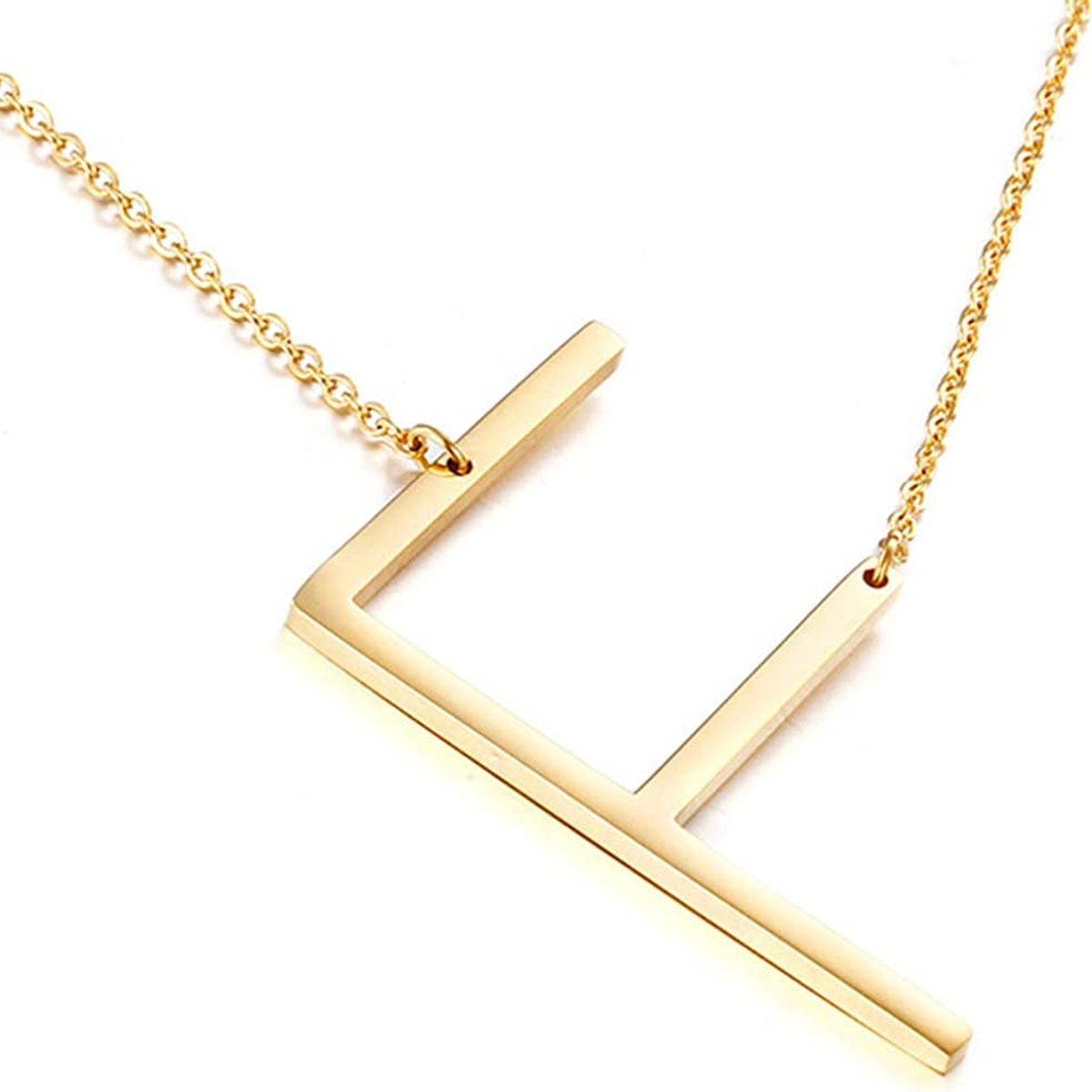 GENERICO - Collar con inicial en acero inoxidable F