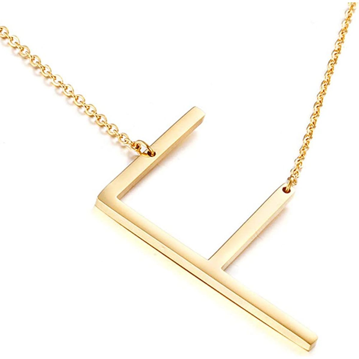 GENERICO - Collar con inicial en acero inoxidable F