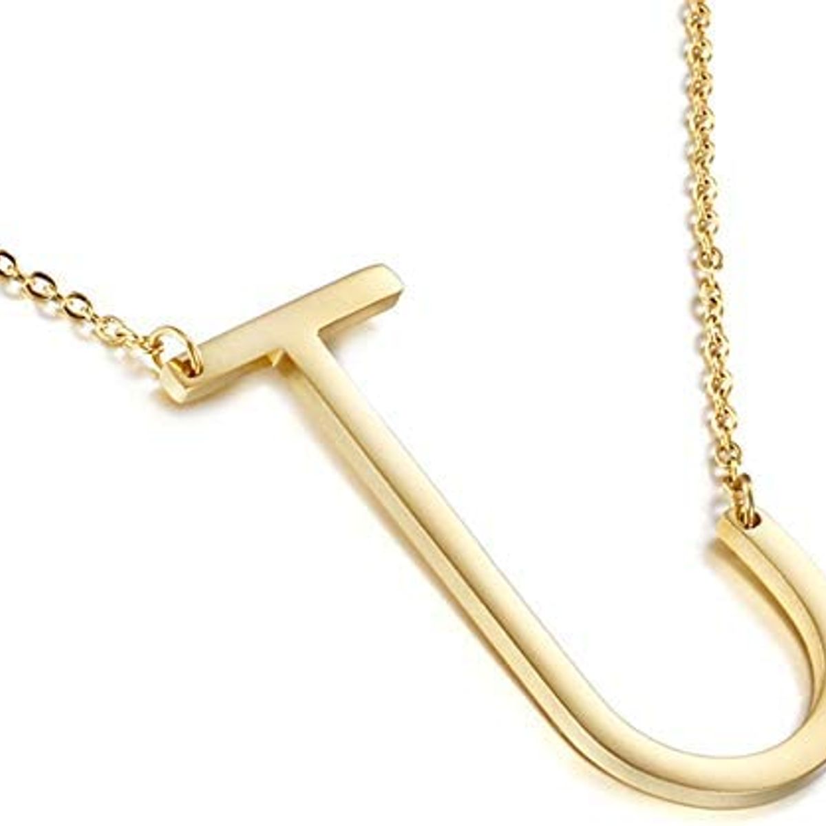 GENERICO - Collar con inicial en acero inoxidable J