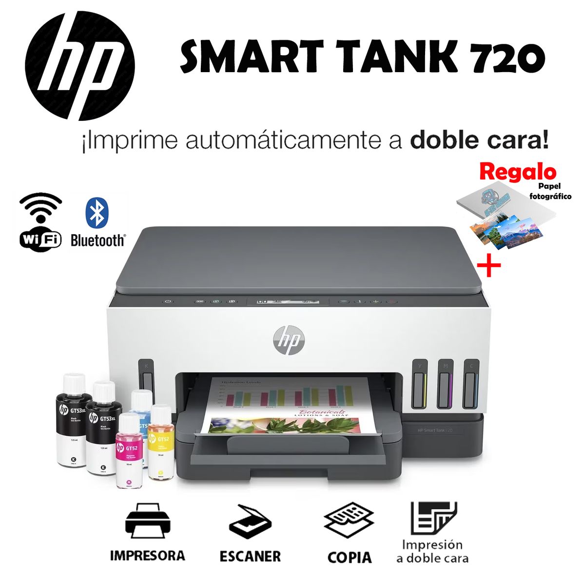 HP - IMPRESORA MULTIFUNCIONAL SMART TANK 720 WIFI - DÚPLEX