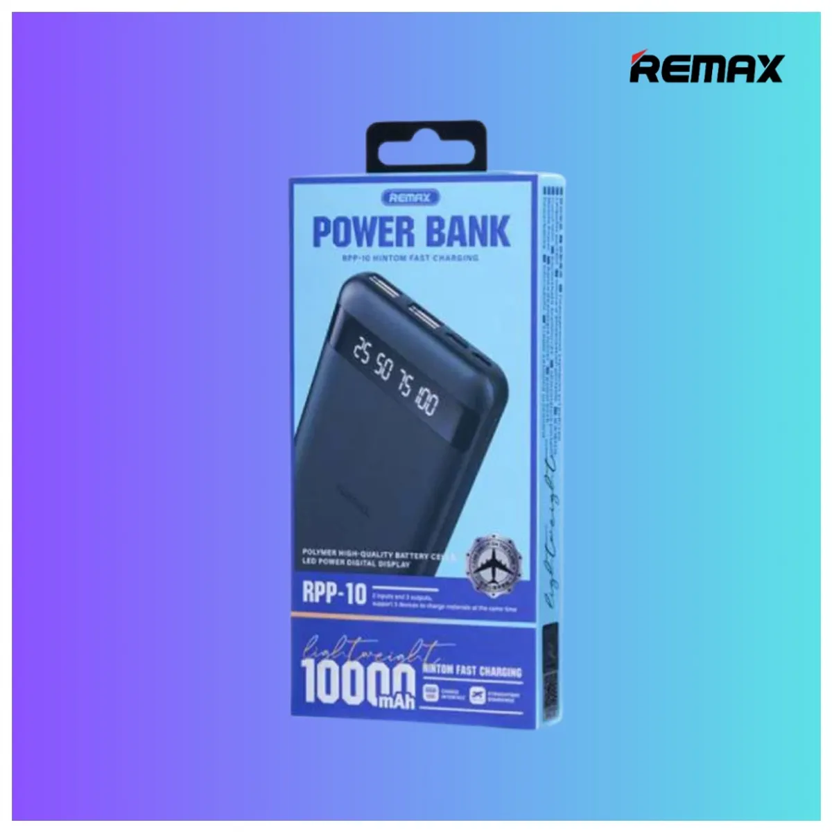 REMAX - Power Bank De 10000mAh De Carga Rápida Remax RPP-10 Negro