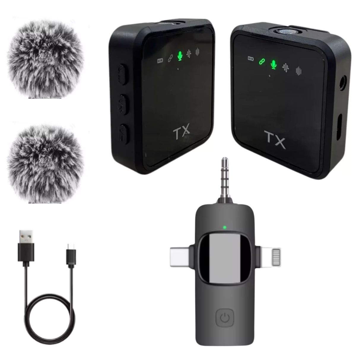 GENERICO - Micrófono Solapero Inalámbrico Dual 3 En 1 Corbatero F11-2