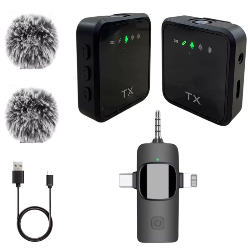 GENERICO - Micrófono Solapero Inalámbrico Dual 3 En 1 Corbatero F11-2