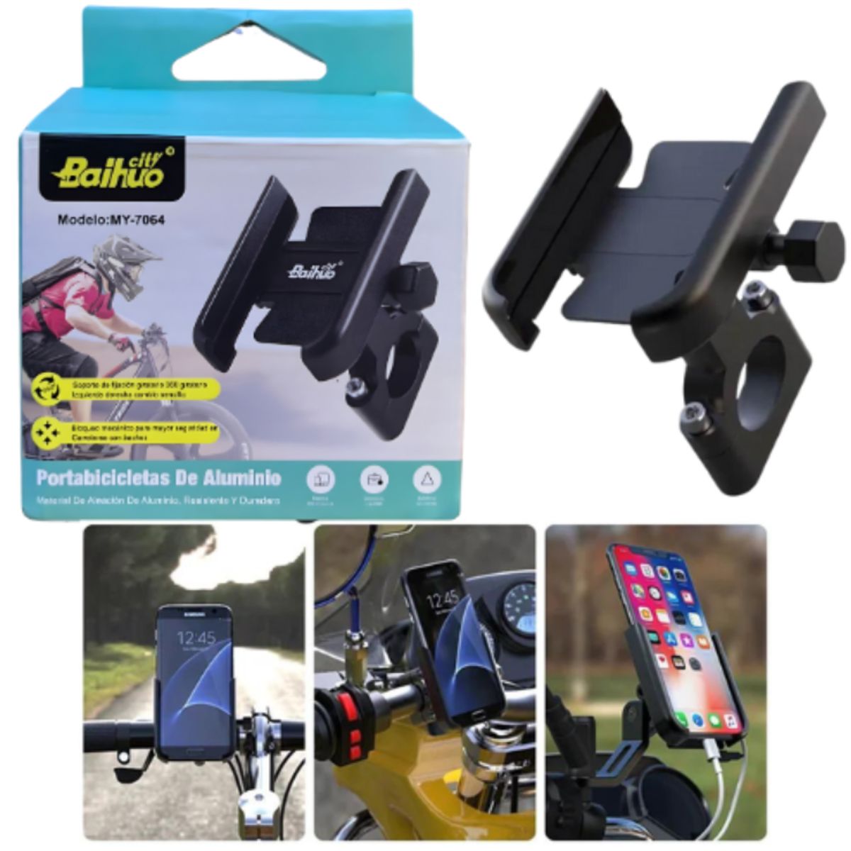 GENERICO - SOPORTE DE CELULAR HOLDER ALUMINIO BICICLETA MOTO