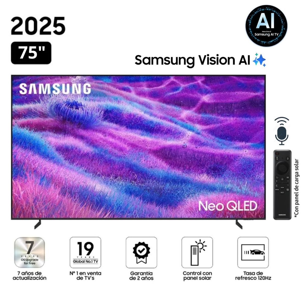 SAMSUNG - Televisor Samsung 75 Neo QLED 4K UHD Vision AI Smart TV QN80F- Nuevo 2025