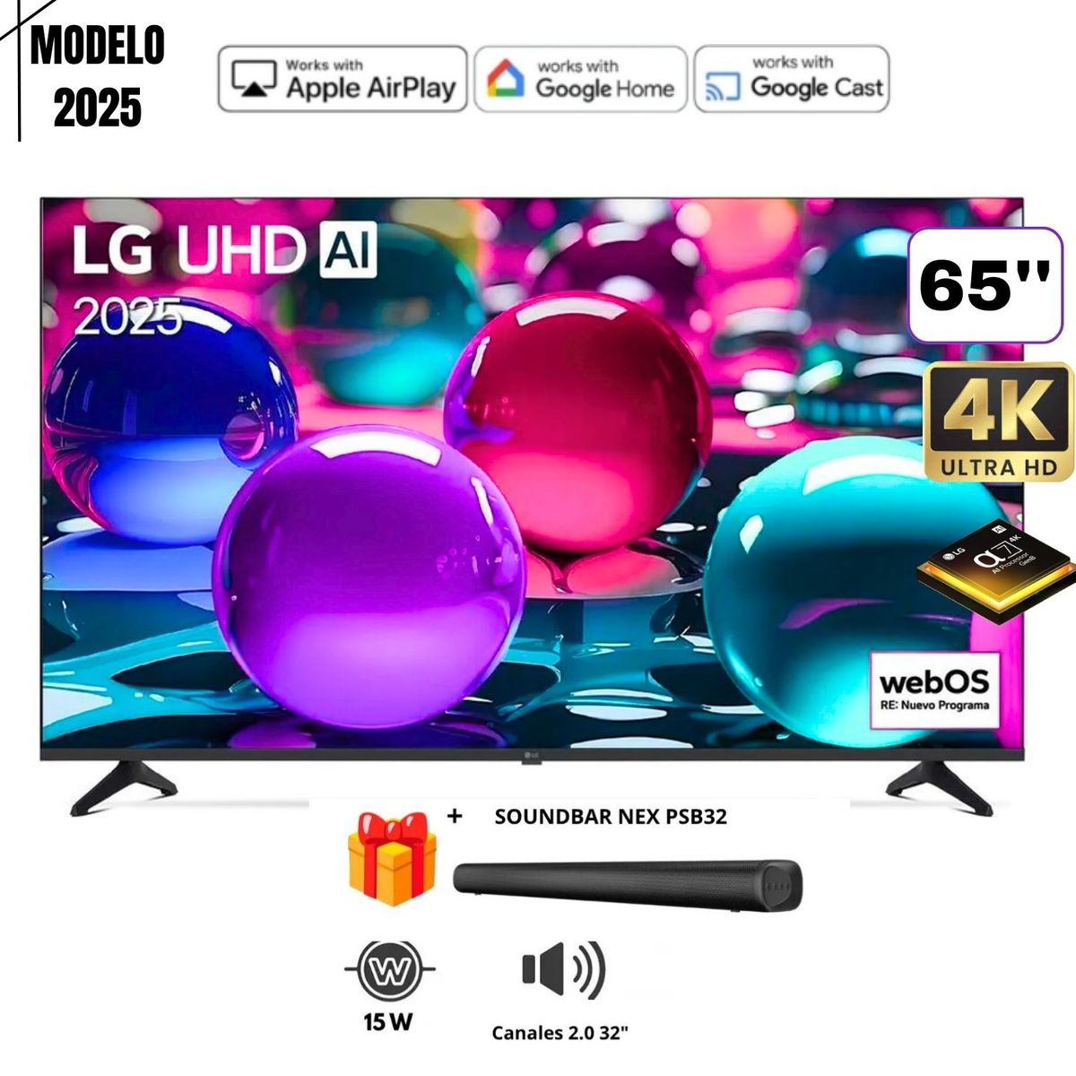 LG - TELEVISOR 65 LG 65UA7300PSB  UHD 4K THINQ AI 2025 + SOUNDBAR NEX