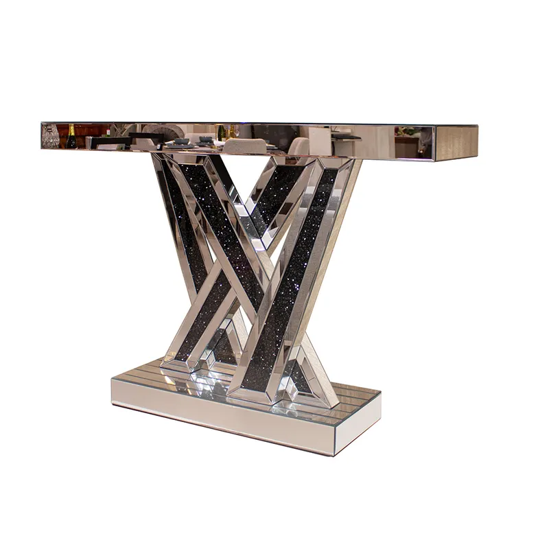 PANORAMA HOGAR - Consola Panadecor MDFVidrio Plateada 120x35x80CM