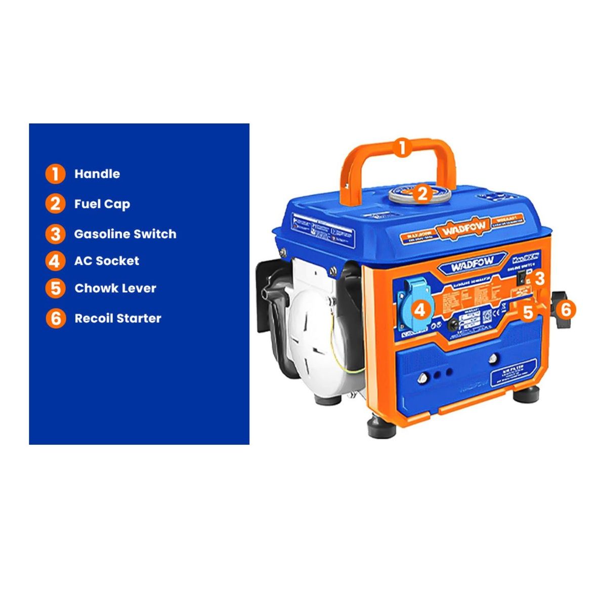 GENERICO - Generador a Gasolina de 800w 2 Tiempos Wadfow WGEAA01-5