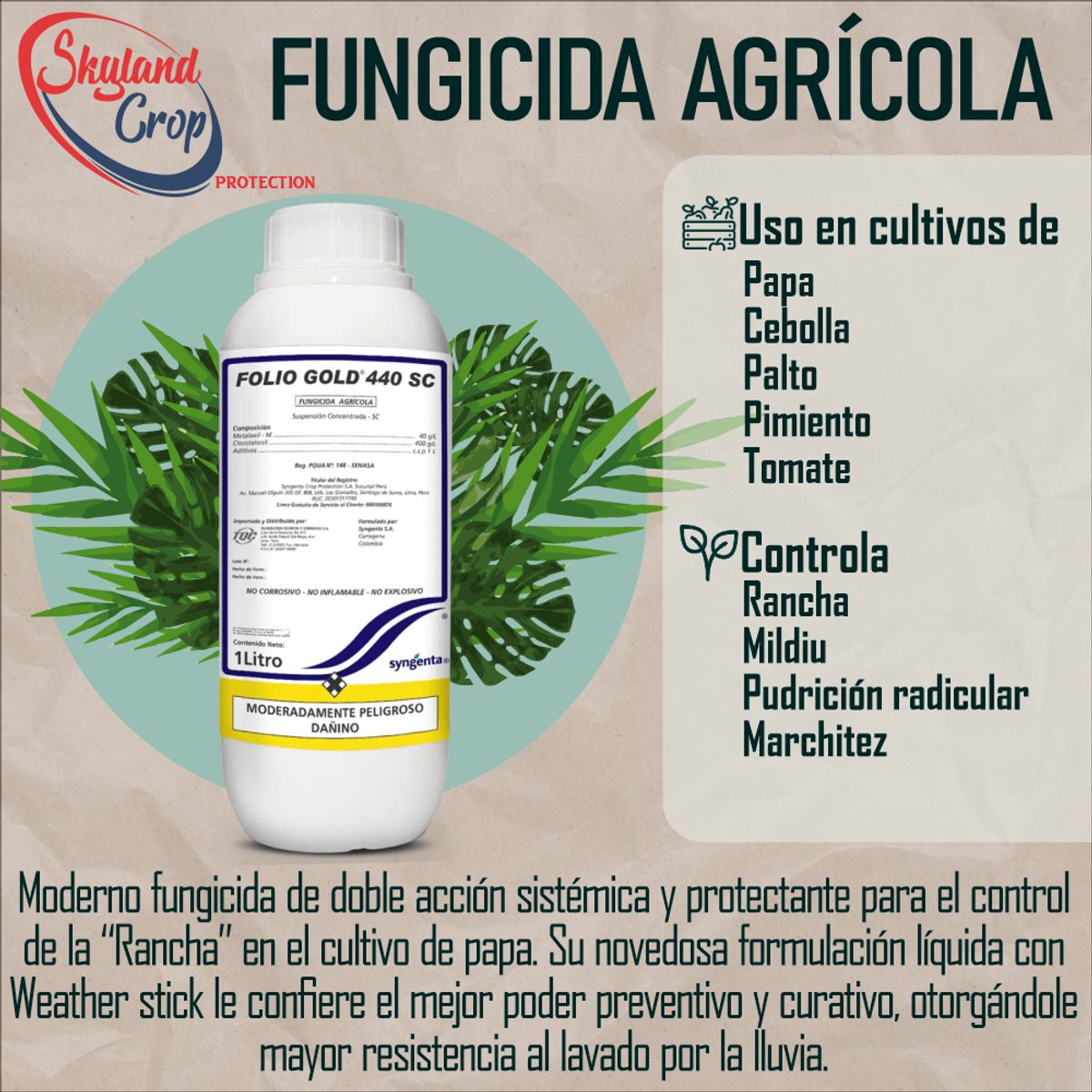 GENERICO - FOLIO GOLD 440 SC 1L FUNGICIDA  AGRÍCOLA