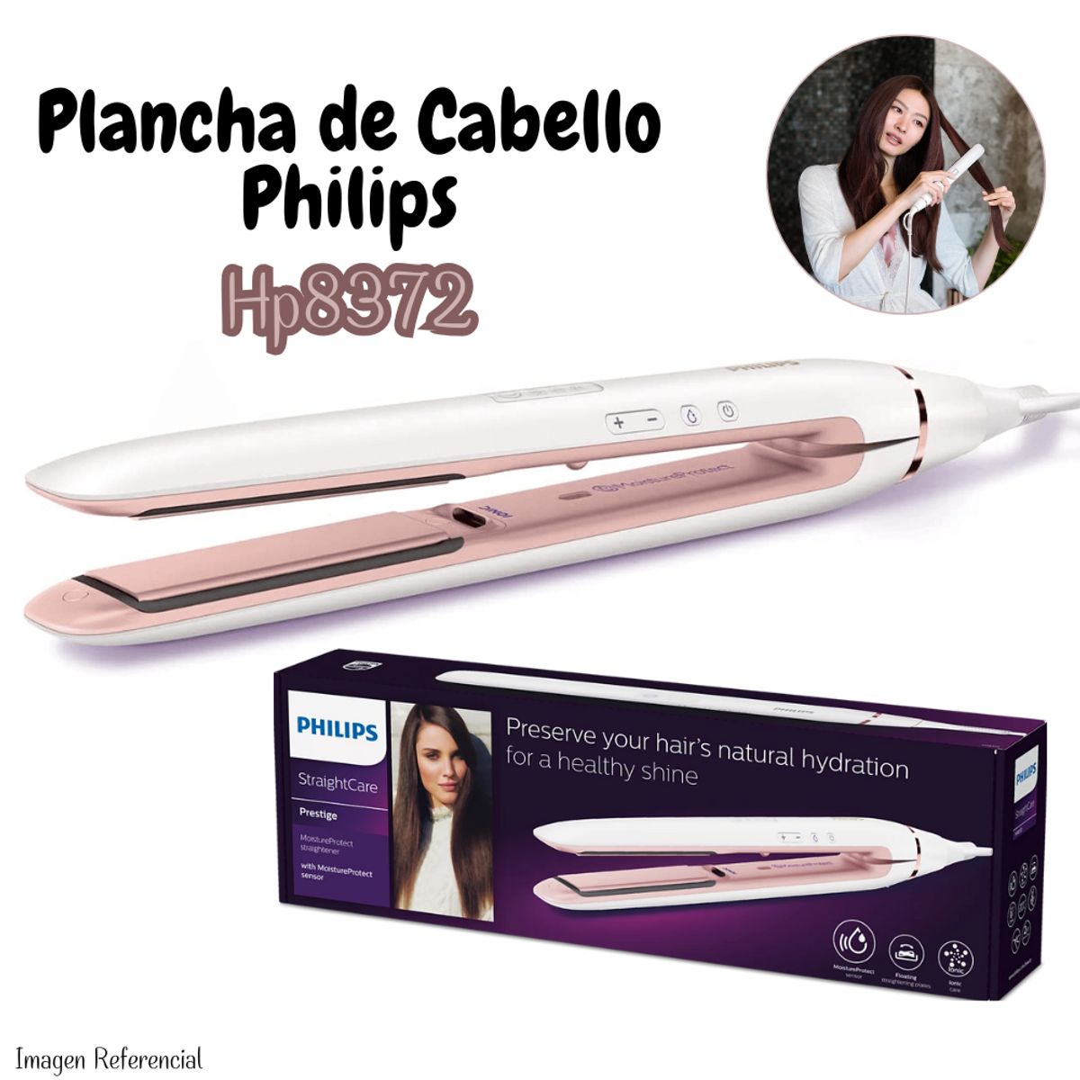 PHILIPS - Plancha de Cabello StraightCare Philips  HP8372
