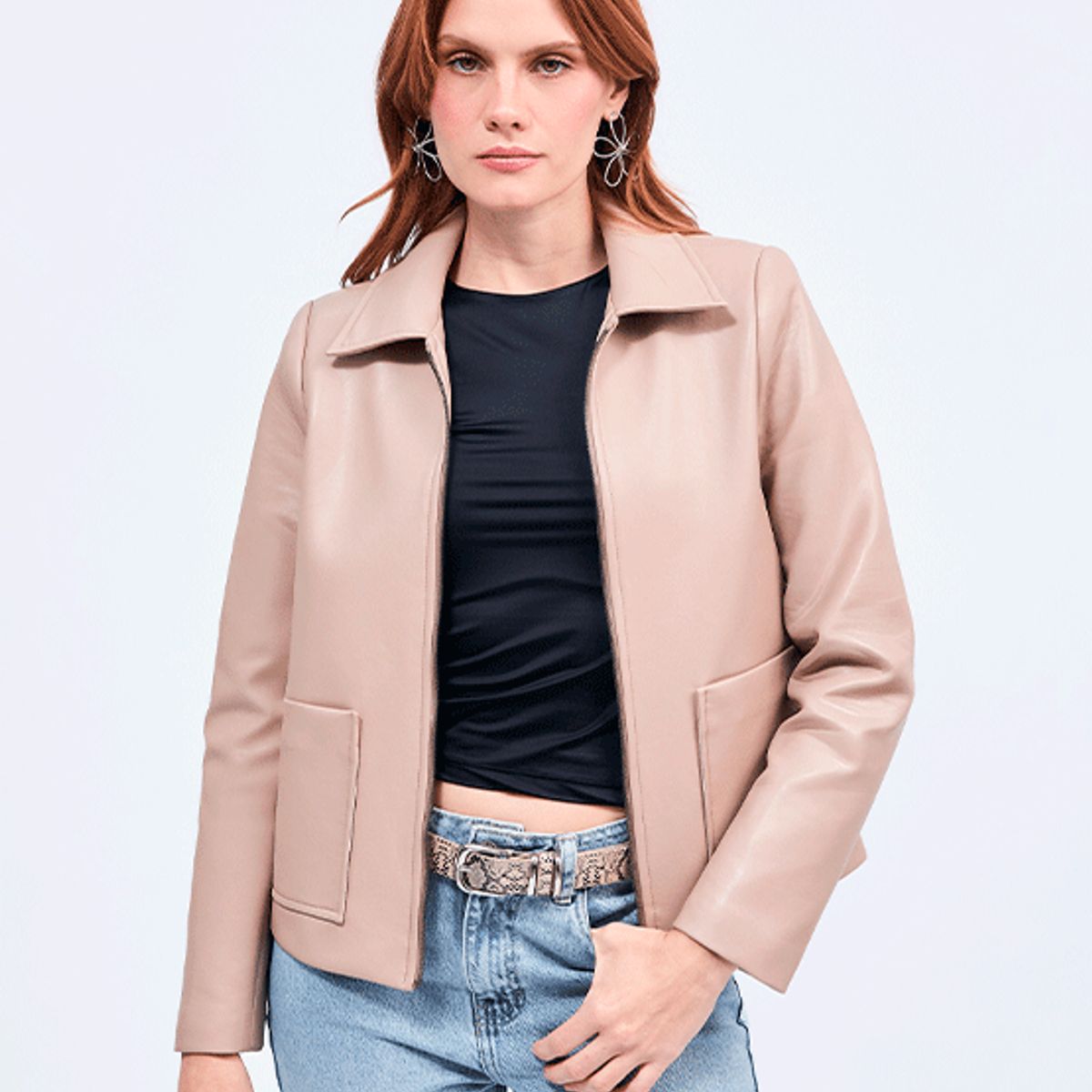 BANATY - CASACA GINEBRA DE CUERINA CON CIERRE DE MUJER BANATY