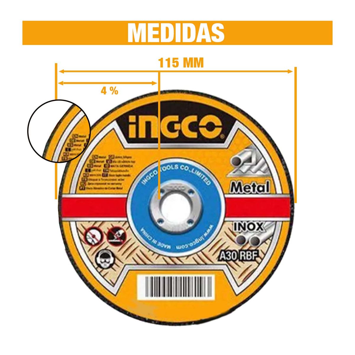 INGCO TOOLS - Set Discos Corte Metal Y Acero 4 ½ Ingco Mcd10115100