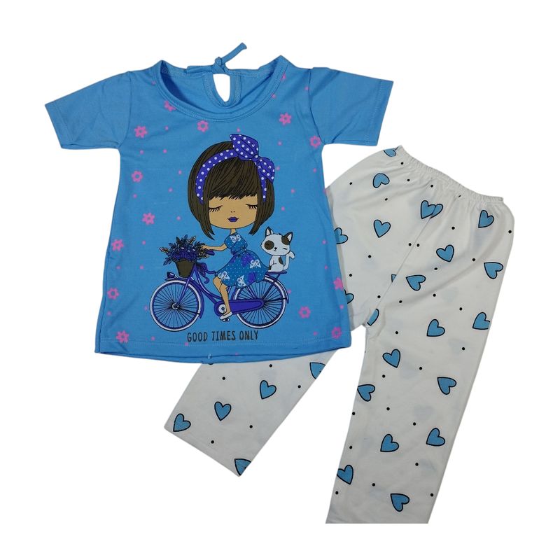 GENERICO - Conjunto pijama polo y pantalón de corazones para niñas