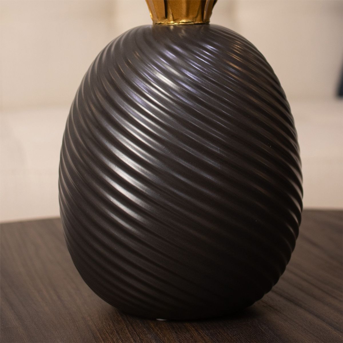 PANORAMA HOGAR - Piña Negro 24Cm Gres Decorativo