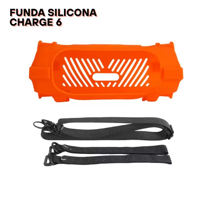 GENERICO - Funda de Silicona con correa para el parlante Jbl Charge 6 - Naranja