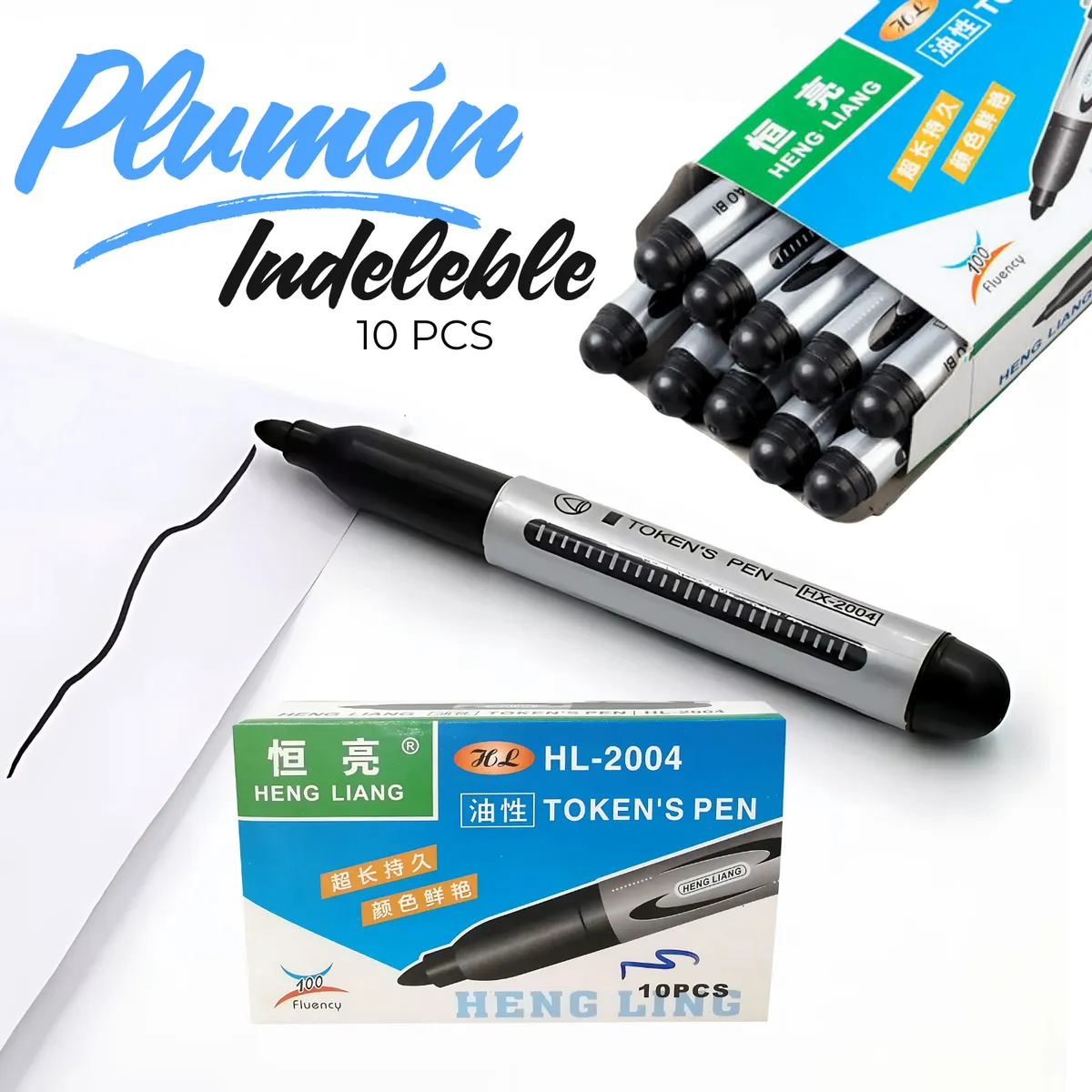 SM - PLUMON MARCADOR NEGRO INDELEBLE - CAJITA X 10 PCS