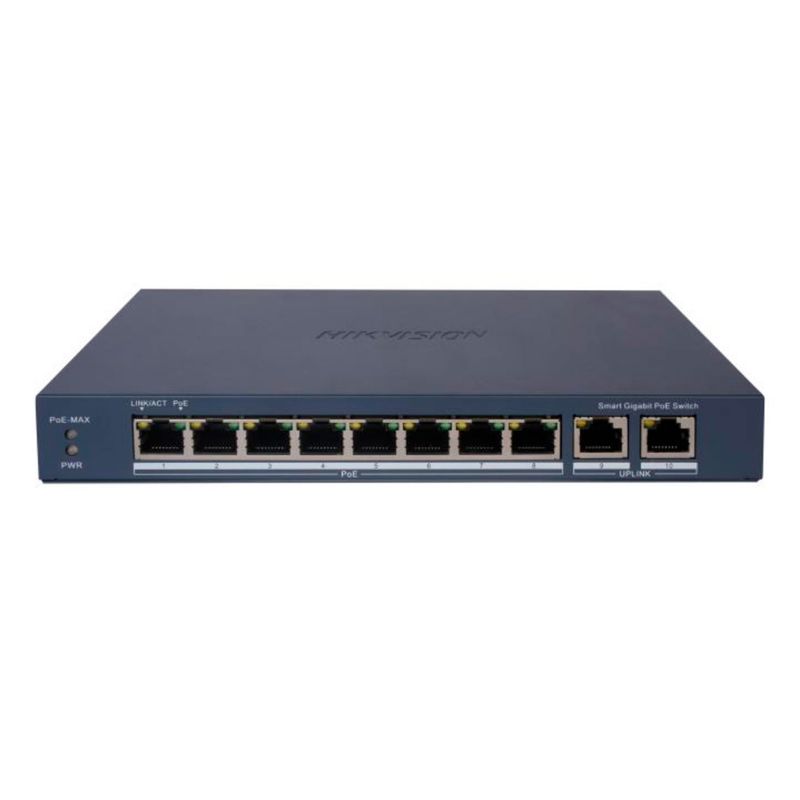 HIKVISION - SWITCH HIKVISION 8 PUERTOS POR GIGABIT 2UPLINK 60W PN DS-3E1510P-EI