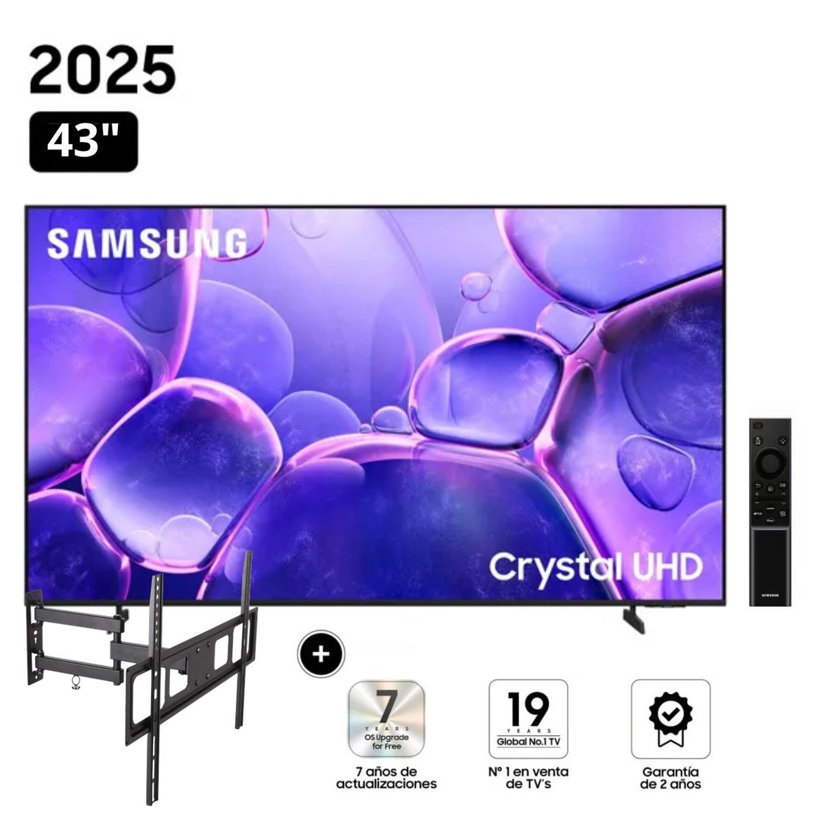 SAMSUNG - Televisor Samsung Smart TV 43Crystal UHD 4K UN43U8000F + Rack Giratorio