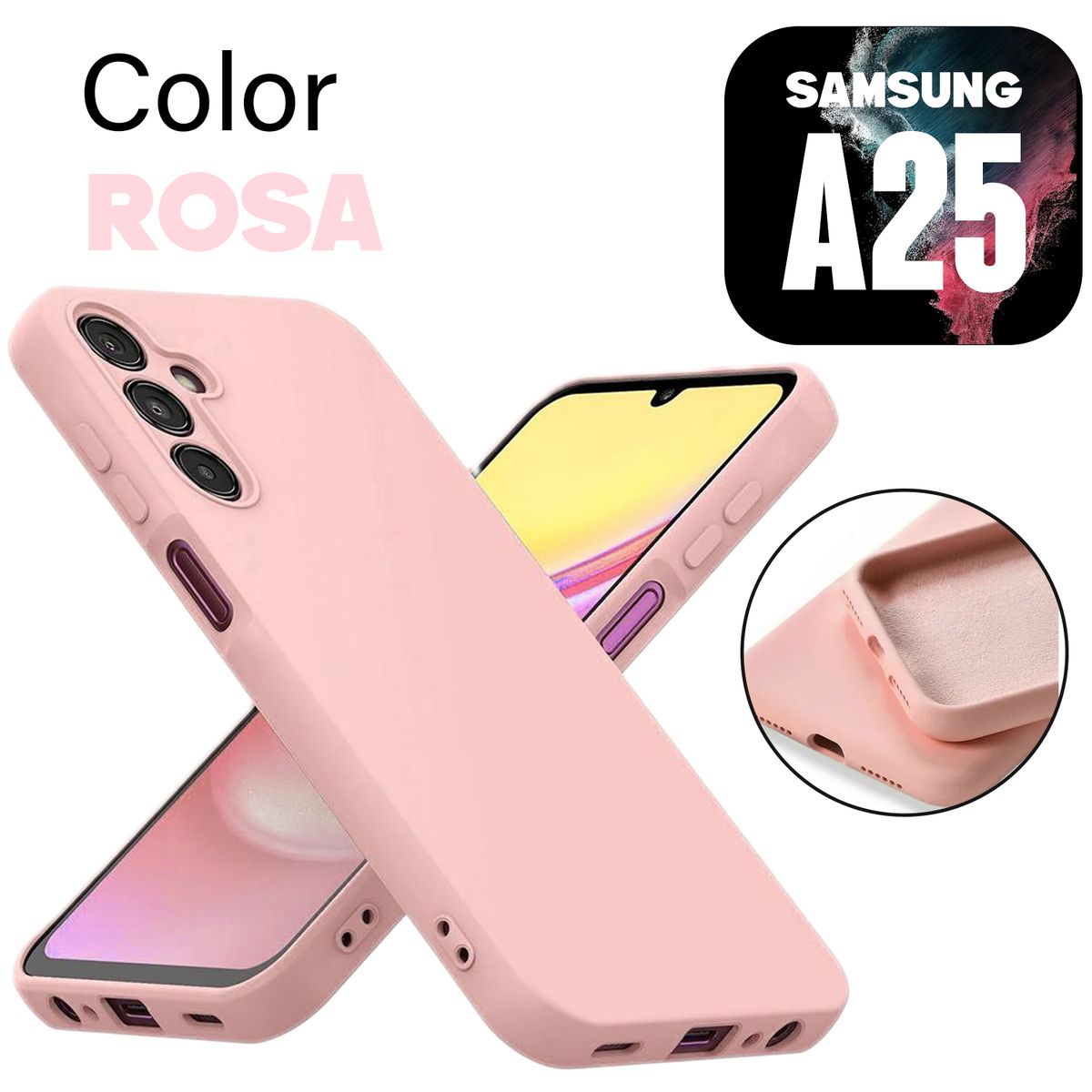 GENERICO - Silicone Case para Samsung A25 Color Nude Con Marca