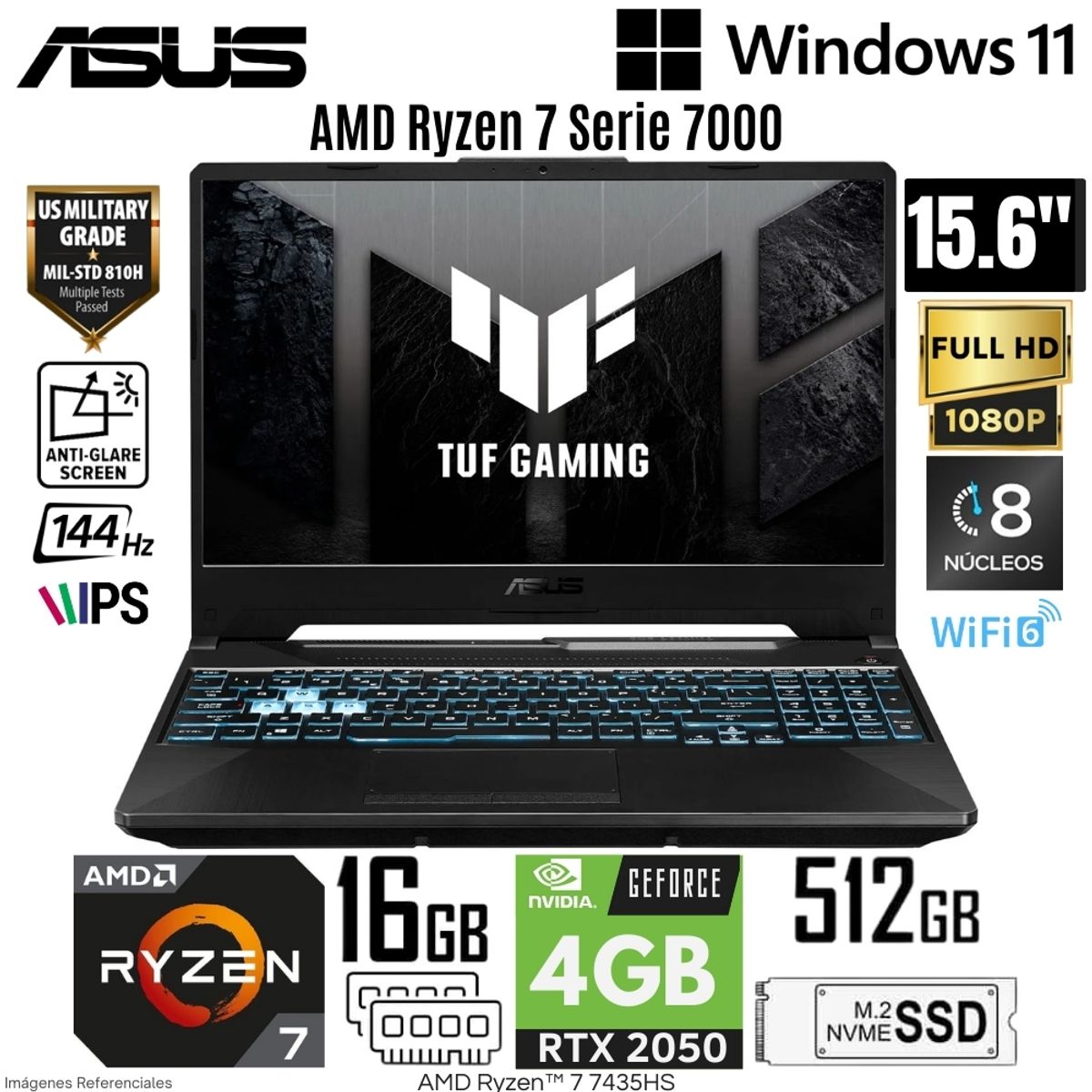 ASUS - Laptop Asus Gaming FA506NFR-HN014  AMD Ryzen 7 7435HS 16GB RAM 512GB RTX 2050-4GB 15.6"  FHD IPS