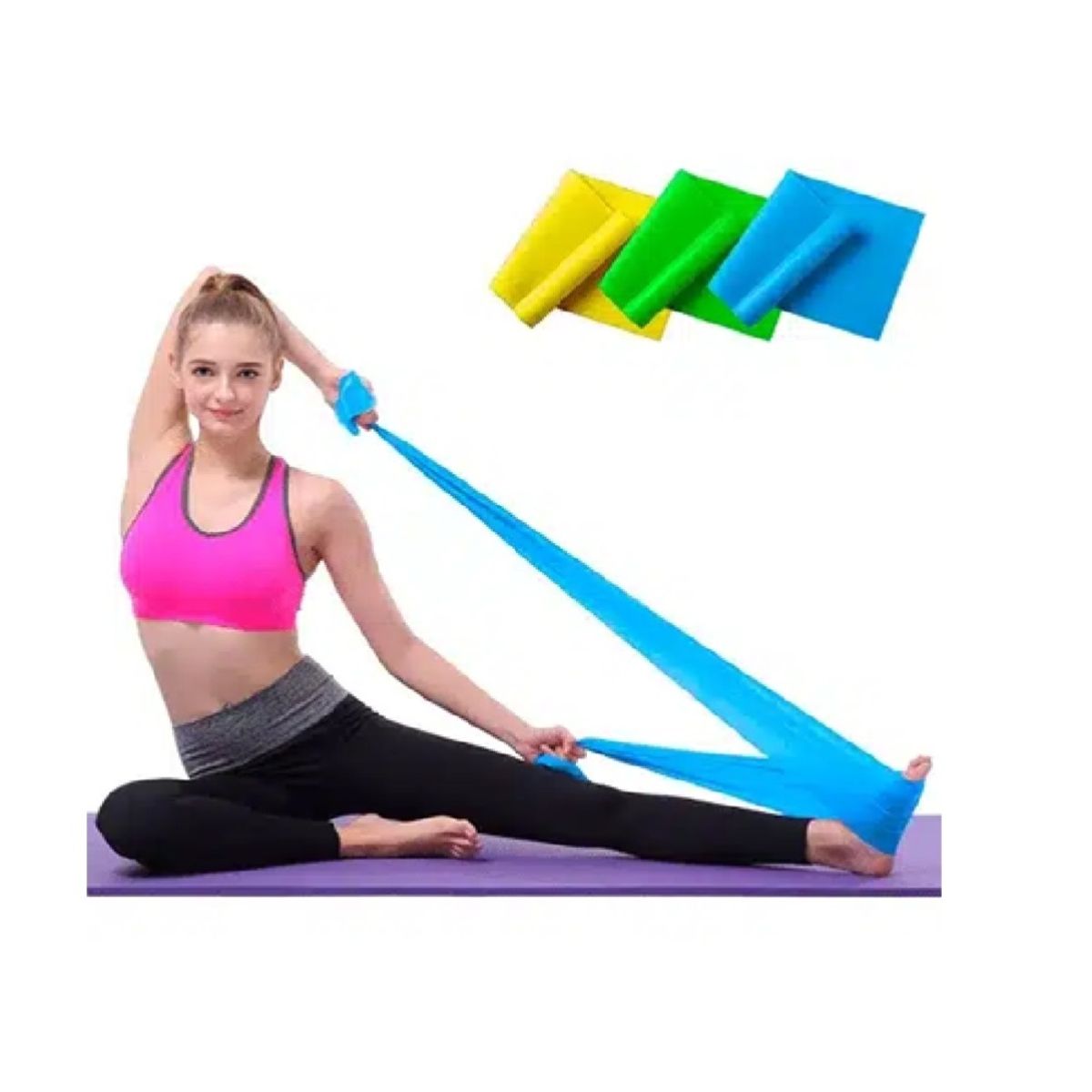 GENERICO - Set 3 bandas elasticas de resistencia ejercicio y terapias