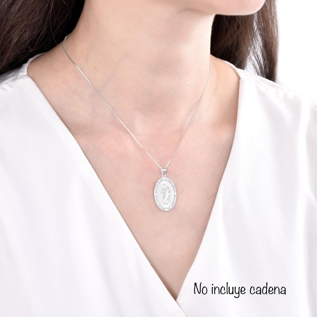 SANTORAL - Dije San Judas Oval Brillos - Plata