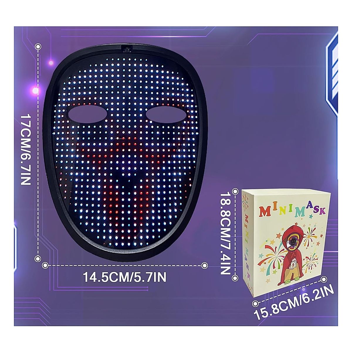 GENERICO - Máscara LED Detección de gestos para niños para Fiestas Navidad Etc