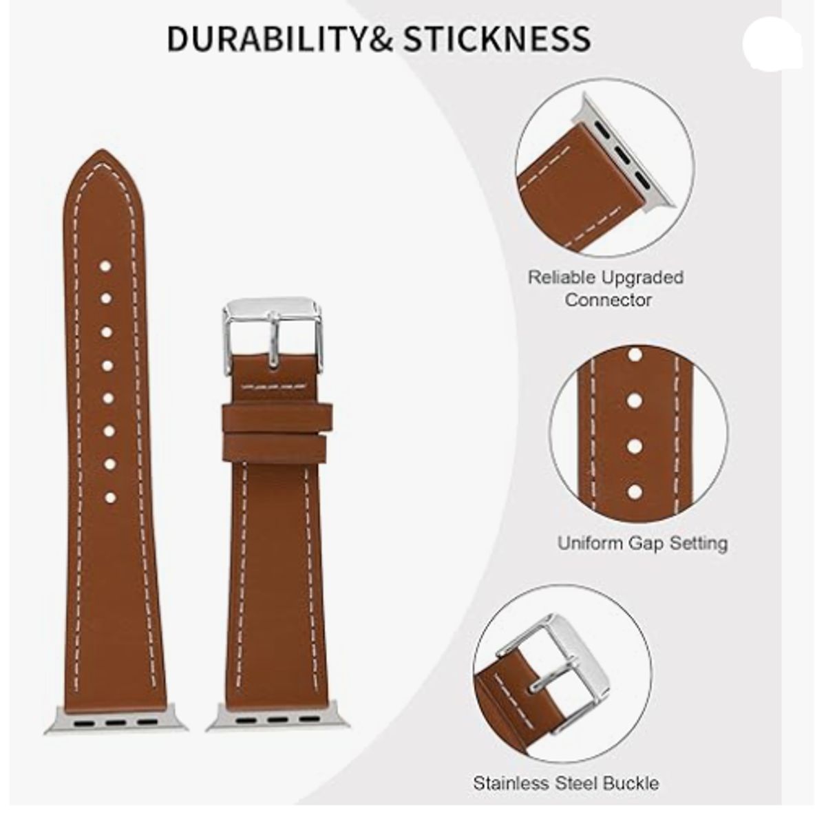 GENERICO - Correa de cuero Clásica para Apple Watch 46mm - Marrón