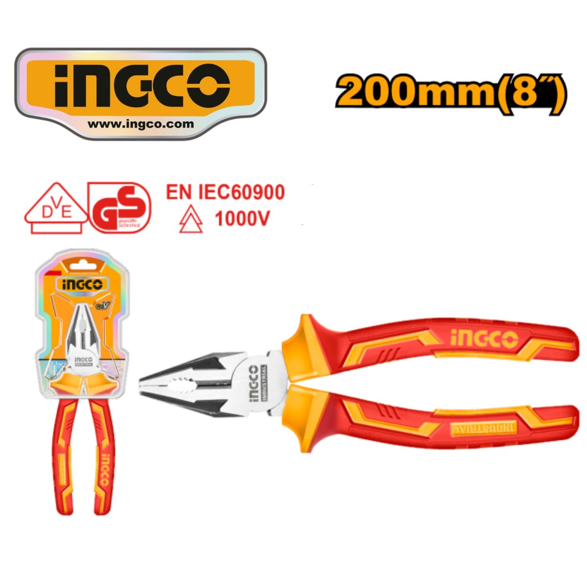 INGCO TOOLS - HICP28208 ALICATE UNIVERSAL INDUSTRIAL 1000v 8pulg