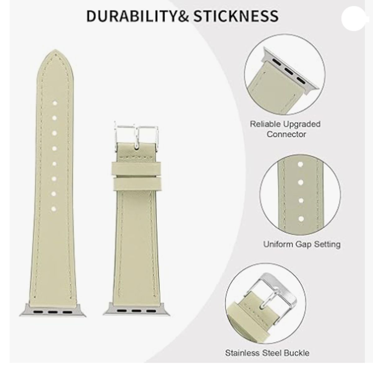 GENERICO - Correa de cuero Clásica para Apple Watch 42mm - Blanco