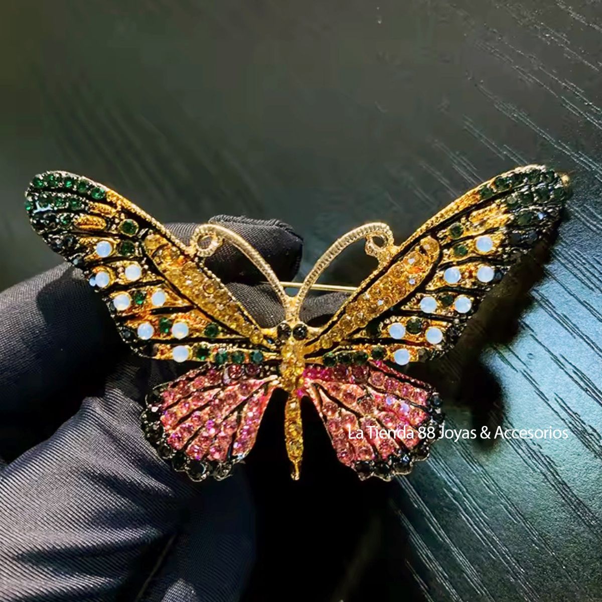 LA TIENDA 88 JOYAS Y ACCESORIOS - La Tienda 88 - Broche Prendedor de pecho mujer mariposa - Negro