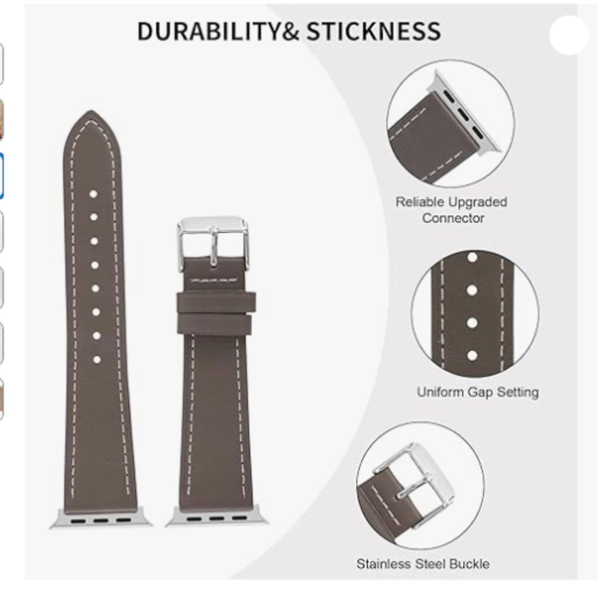 GENERICO - Correa de cuero Clásica para Apple Watch 42mm - Gris